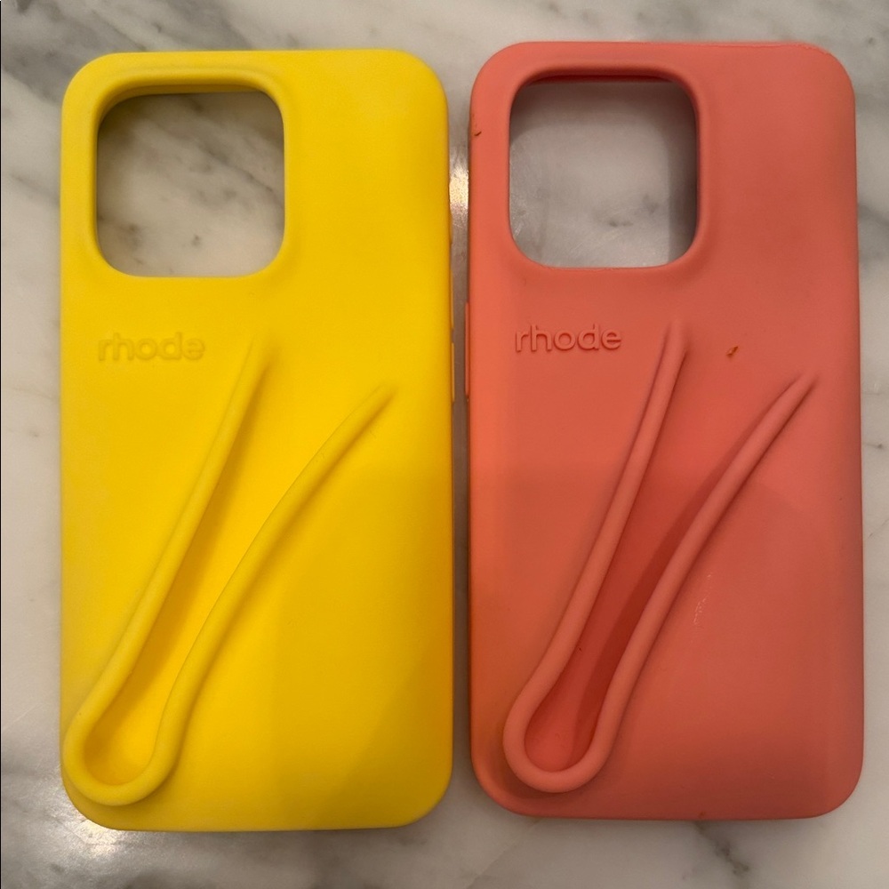 Rhode iPhone 15 pro Case Set - Gray, Yellow, Coral, Pink . Lip gloss phone case. - Picture 3 of 5